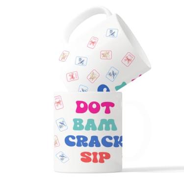 Imagem de Zomhix Caneca Mahjong engraçada na moda, presentes de Mahjong para mulheres, xícara de café cerâmica, acessórios Mah Jong, presentes, Dot Bam Crack Sip Caneca de café de cerâmica 325 ml