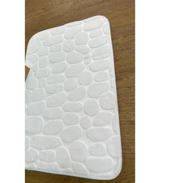 Imagem de Tapete de Banheiro Antiderrapante com Efeito 3D Tapete Absorvente em Lã Coral para Box Lavatório e Banheira (Branco)