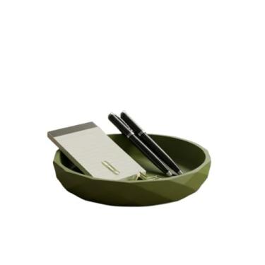 Imagem de Bandeja Organizadora Moderna Porta Objetos, Chaves, Joias e Acessórios para Mesa de Escritório e Casa(Verde Oliva,17 CM)