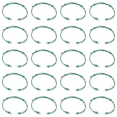 Imagem de Boutigem 20 peças de pulseira ajustável verde escuro para fabricação de cordão de poliéster encerado coreano com anéis de salto 23 cm pulseiras de amizade ajustáveis para mulheres e homens fabricação