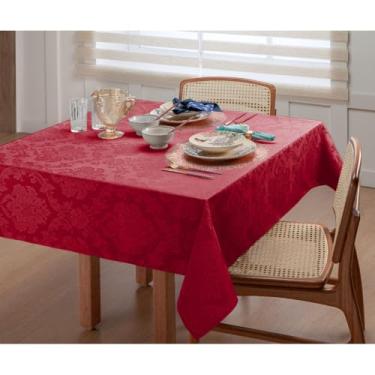 Imagem de Toalha de Mesa Jacquard Retangular – 4 6 8 e 10 Lugares Cores Variadas Tecido Resistente e Elegante (Vinho,6 Lugares)