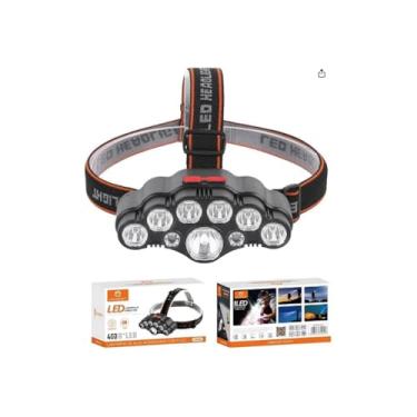 Imagem de Lanterna de Cabeça LED Recarregável Profissional, 1200 mAh, Bateria de Lítio, Regulagem 90 Graus, 2 Intensidades de Luz, Plástico e Metal