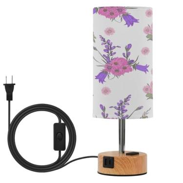 Imagem de Wassud Candeeiro de mesa de cabeceira floral elegante com 3 temperaturas de cor, luminária de mesa moderna com forro abajur para sala de estar, quarto, escritório, berçário