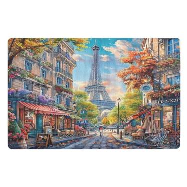 Imagem de Joisal Pintura da rua da cidade em Paris, tapete para porta da frente, antiderrapante, tapetes de entrada, decoração de varanda frontal