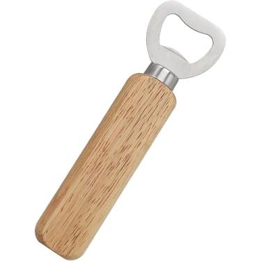 Imagem de RRR CONNECT Abridor de garrafa com cabo de madeira | Abridor de garrafa de cerveja de aço inoxidável para cozinha, bar e uso externo | Aderência de madeira durável, design compacto e portátil