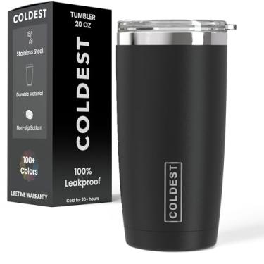 Imagem de Copos de café Coldest - Copo 100% à prova de derramamento - Aço inoxidável com isolamento duplo - Copos à prova de vazamento para mulheres e homens - Porta-copos amigável e fácil de limpar (preto