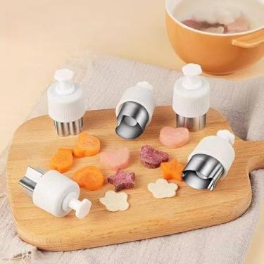 Imagem de Conjunto de moldes de prensa de 8 peças para legumes, frutas, bolinhos e biscoitos, moldes de prensa de flores para assar, cozinhar e decorar alimentos