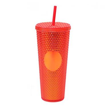 Imagem de Copo de Água Grande Capacidade 710ML 24OZ Matte Totalmente Granulado Plástico Reutilizável com Abertura Larga Tampa à Prova Vazamento Palito