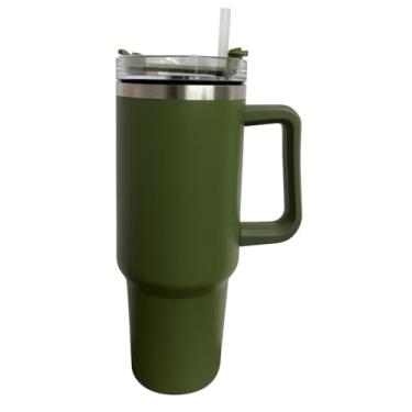 Imagem de Copo Térmico Com Tampa e Canudo, Verde, 1.2L, Material Dupla Parede, Com Alça, Para Bebidas Quentes e Frias