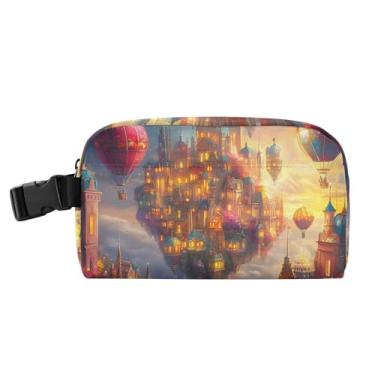 Imagem de TSENQUE Lancheira colorida personalizada com céu da cidade flutuante para mulheres, meninas, lancheira masculina e infantil, lancheira para trabalho, pequena, rosa, engraçada, bolsa térmica para