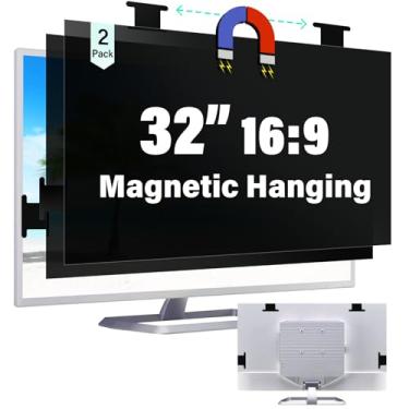Imagem de Mao Yeye [Pacote com 2] Tela magnética suspensa de privacidade de computador de 32 polegadas para monitor widescreen com proporção de 16:9, filtro de privacidade de monitor de computador removível com