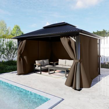 Imagem de BPS Cortina Gazebo de 3,5 m x 35,5 cm, privacidade, 4 painéis, cortina de substituição para exterior (apenas cortina)