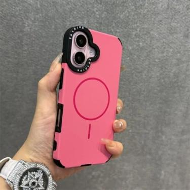 Imagem de Capa de couro PU da moda para iPhone 15 16 Plus 14 13 12 Pro Max 11 com alça de pulso e cordão magnético, capa macia à prova de choque, rosa, para iPhone 11