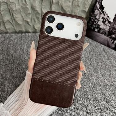 Imagem de SFDSUH Capa de luxo em couro sintético com textura ondulada, acabamento fosco, resistente a impactos, sem moldura e com sistema de resfriamento para iPhone 16 Pro Max (Marrom Escuro)