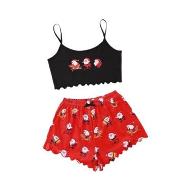 Imagem de Conjunto De Pijama Feminino Com Estampa De Boneco De Neve Para O Natal