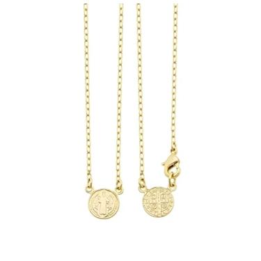 Imagem de Escapulário Infantil Medalha de São Bento, Banhado a Ouro 18k de 10 Milésimos