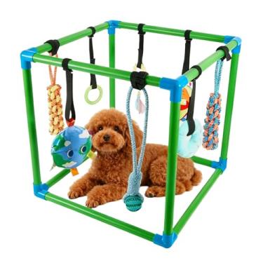 Imagem de SpaceTime Academia para brincar com 8 brinquedos para pendurar, brinquedos interativos para cães para mantê-los ocupados, corda de mastigar filhotes, borracha, barulhento/brinquedo de pelúcia para