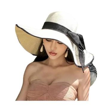 Imagem de Chapéu De Sol Feminino De Cor Sólida Com Aba Larga Moda De Verão Estil