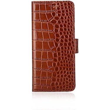 Imagem de EKESA Capa de telefone flip magnética coldre padrão de crocodilo, para Apple iPhone 14 Pro Case 2022 Stend Função Folio Capa de couro com suporte de cartão, marrom (Cor: marrom)