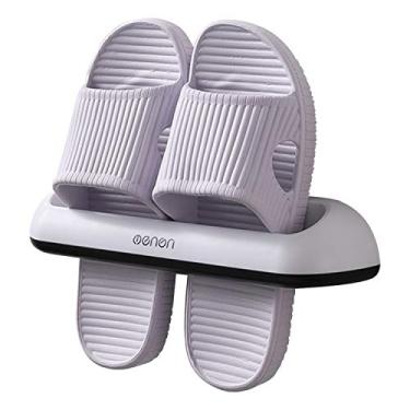 Imagem de Rack de Chinelos Banheiro Montado na Parede Organizador Sapatos Autoadesivo Suporte Gancho Armazenamento ABS Design Plegável Instalação Fácil Amplamen