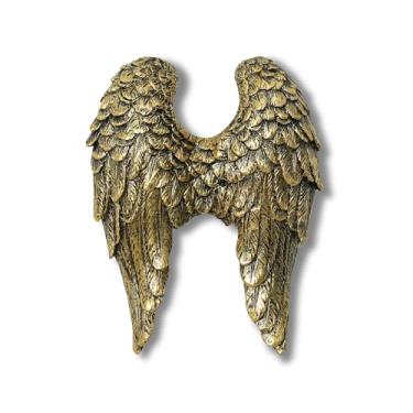 Imagem de AMOIENSIS Escultura de arte de parede de asas de anjo para decoração de parede de varanda de porta da frente, decoração de parede de sala de estar, 15,24 cm com destaque vintage para pendurar na
