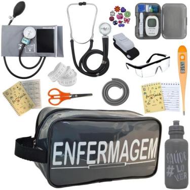 Imagem de Kit Enfermagem Aparelho Pressao Esteto Medidor Glicose Multi PAMED - P
