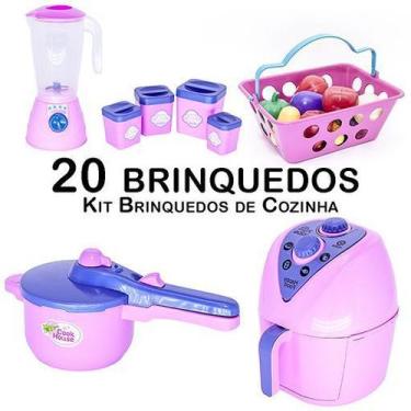 Imagem de Cozinha Infantil AirFryer Liquidificador Panela Mercado 20pç - CLICKCO
