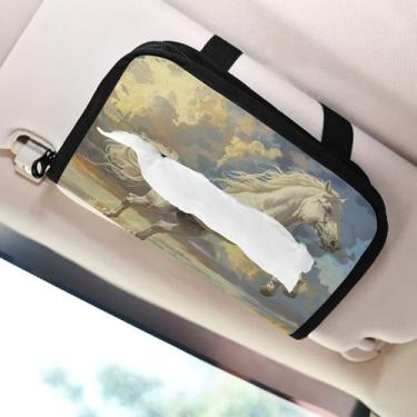 Imagem de SEHANY Suporte de lenços de carro Majestic Horse, caixa de lenços para carro, viseira solar, porta-guardanapos retangular, dispensador de máscara de carro, caixa de lenços de papel para automóveis