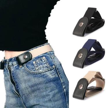 Imagem de Cinto Sem Fivela Elástico Ajustável Unissex Azul Listrado - Beltless
