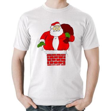 Imagem de Camiseta Algodão Papai Noel Chaminé - Foca na Moda, Branco, G