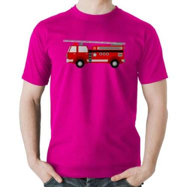 Imagem de Camiseta Algodão Caminhão de Bombeiro - Foca na Moda, Rosa, M