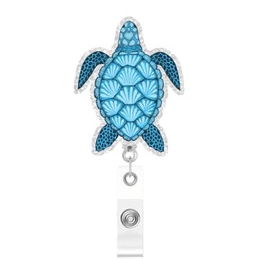 Imagem de Carretel retrátil de crachá de tartaruga marinha, clipe de identificação com glitter, presente para enfermeira, médico, trabalhador de escritório, professor, amante de animais, jardim de infância