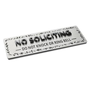 Imagem de Miseyo Placa de aço inoxidável sem solicitação para casa/escritório, 21 x 6 cm, autoadesiva, sem soilicação, não bata ou toca campainha