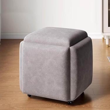 Imagem de Cubo De Assento 5 Em 1 Com Rodízios Giratórios Sofá Empilhável Cadeira Banqueta Otomano De Aninhamento Banqueta Móvel Para Sala De Estar Quarto, A, 35x35cm(14x14inch)