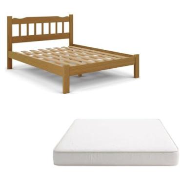 Imagem de Cama Queen Madeira Maciça Reforçada com Colchão