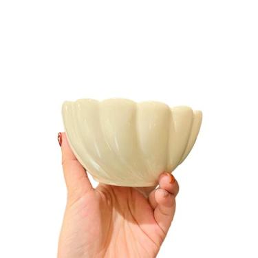 Imagem de Tigela de cerâmica de renda rosqueada início da primavera tigela de sopa de macarrão instantâneo de personalidade simples - branca 11,4 cm