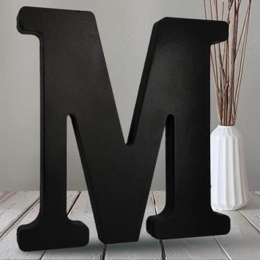 Imagem de Letras de madeira AOCEAN pretas de 25 cm inacabadas para decoração de 
