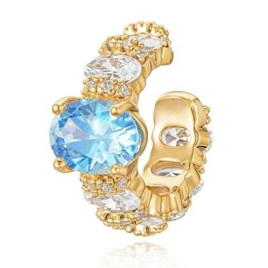 Imagem de MEVECCO Brinco de orelha sem piercing para mulheres, banhado a ouro 18 quilates delicados, cartilagem, prendedor de pressão, piercings falsos, minimalistas, argolas abertas, presentes, Sem pedra