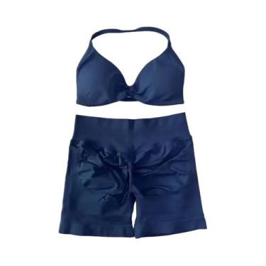 Imagem de Conjunto De Top E Shorts Sem Costura De Cintura Alta Para Academia, Ro