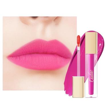 Imagem de Oulac Batom rosa fosco para mulheres, batom líquido de longa duração, cor labial de alto impacto, cobertura total, maquiagem labial com fórmula à prova d'água de vitamina E, vegano
