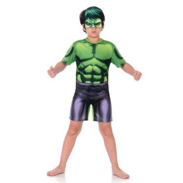 Imagem de Fantasia Hulk Macacão Curto Infantil Com Máscara - Vingadores - Abraka