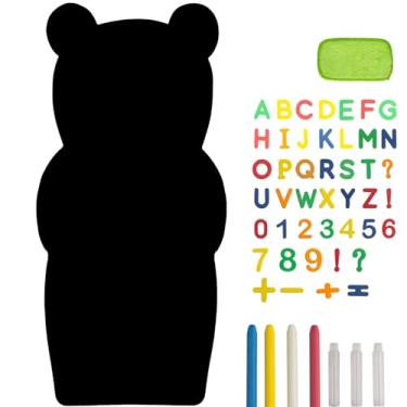 Imagem de Parede magnética para crianças – placa magnética de urso – grande 99 cm × 44,5 cm parede magnética para desenhar, escrever e aprender – Descole e cole quadro-negro com ABC e 123 letras para crianças
