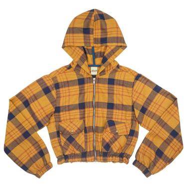 Imagem de Jaqueta Juvenil Look Jeans Xadrez Mostarda - MOSTARDA - 10-Feminino