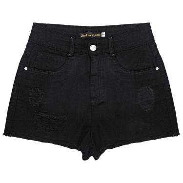 Imagem de Shorts Juvenil Look Jeans Sarja Preto - PRETO - 14-Feminino
