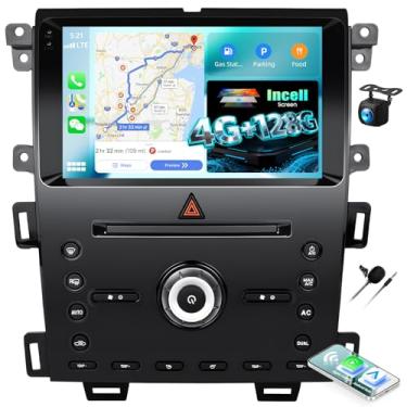 Imagem de Rádio veicular Andriod 4G + 128G para Ford Edge 2011-2015 com tela sensível ao toque CarPlay Android Auto de 10,1 polegadas com microfone de câmera de backup WiFi de navegação GPS