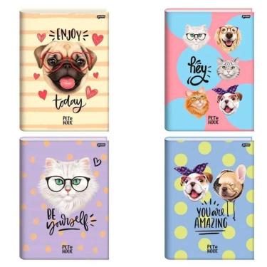 Imagem de Caderno Brochura Universitário Capa Dura 80 Folhas 1 Matéria Pet Holic Jandaia Estampa 7