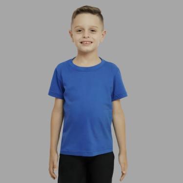 Imagem de Camiseta Infantil Azul Algodão Camisa Lisa Menina Menino - Mb Sport, A