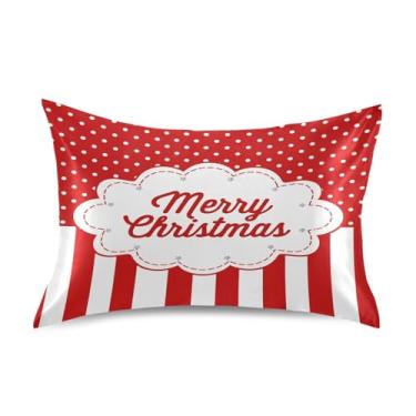 Imagem de Wassud Merry Christmas, fronha de cetim para cabelo e pele, fronhas de seda lisa, tamanho queen, respirável, com fecho de envelope