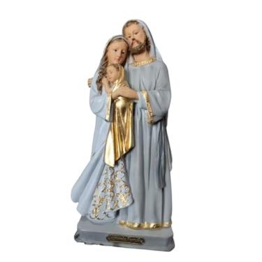 Imagem de Imagem Sagrada Família Ternura, Estatueta Religiosa Decorativa, Cinza com Detalhes Dourados, 30 cm Resina Premium