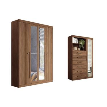 Imagem de Quarto Completo Modu +Cômoda QC324 Jatobá - Santos Andirá